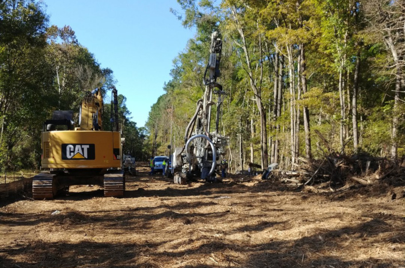 J.F. Wilkerson Contracting Company, Inc. equipment on site drilling rock.