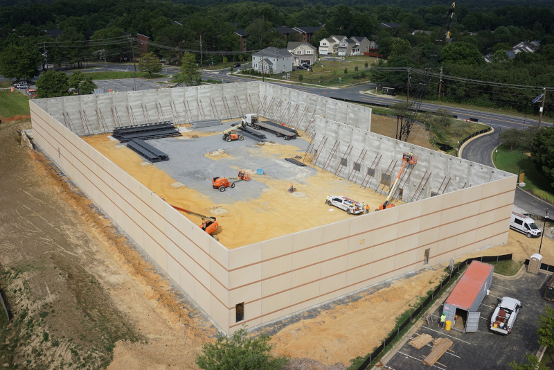 Conewago Manufacturing LLC SDA Warehouse construction site showing walls going up with dirt floor