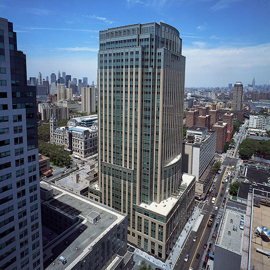 Owen Steel Company aerial view of 330 Jay Street sky scraper building completed